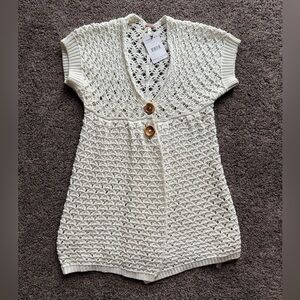 Free People Cream Ivory Crochet Cardigan XS NWT